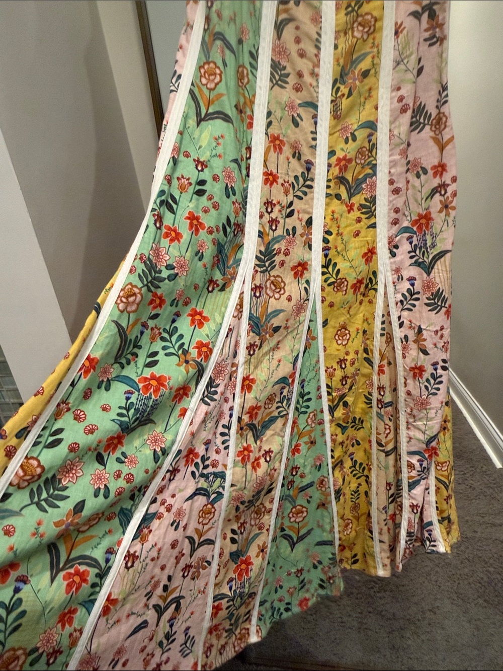 Christian Lacroix Cream Bodice Multicolor Floral Patchwork Maxi Dress - Picture 5 of 11